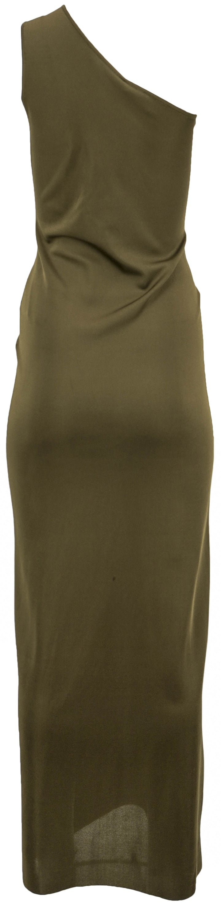 Saint Laurent Look 32 One Shoulder Dress in Moss Green - Discounts on Saint Laurent at UAL