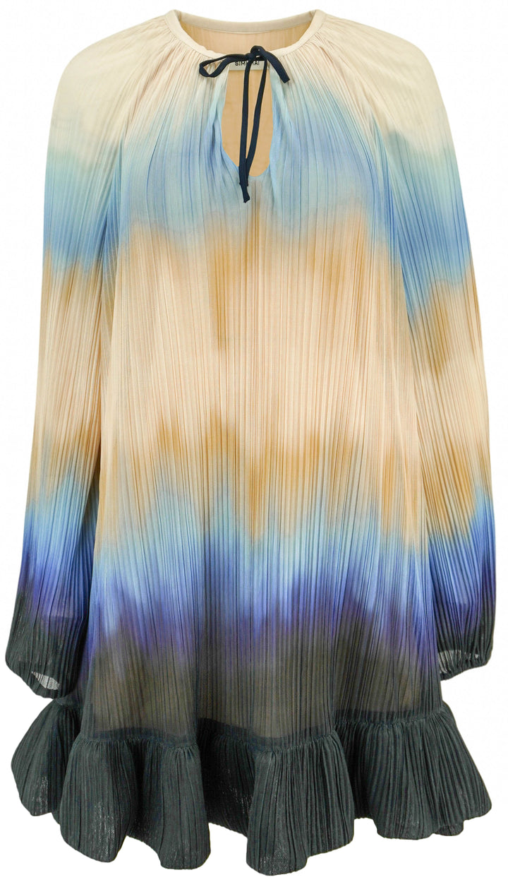 Simkhai Adasia Ombré Plissé Mini Dress in Sky - Discounts on Jonathan Simkhai at UAL