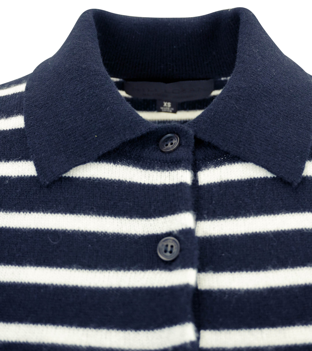 Nili Lotan Short Sleeve Striped Cashmere Sweater in Deep Navy/White