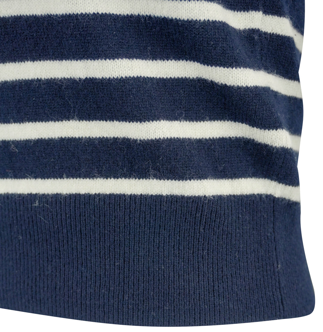 Nili Lotan Short Sleeve Striped Cashmere Sweater in Deep Navy/White