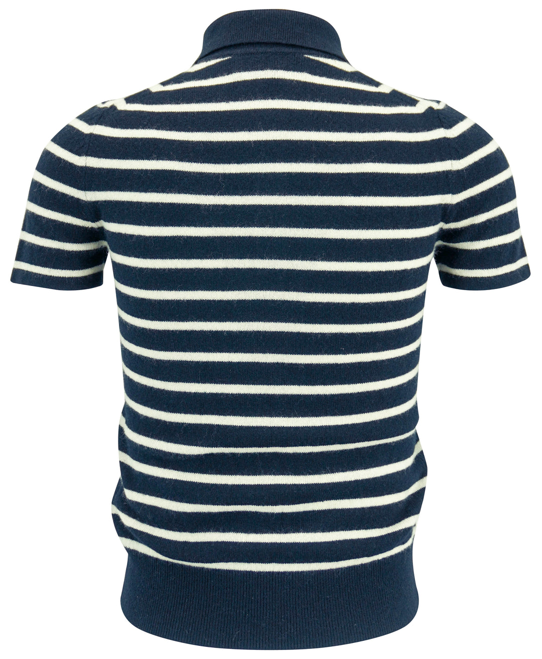Nili Lotan Short Sleeve Striped Cashmere Sweater in Deep Navy/White