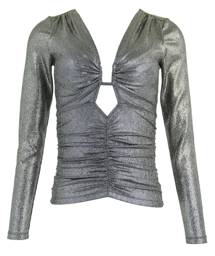Isabel Marant Buffy Top in Metallic Black - Discounts on Isabel Marant at UAL