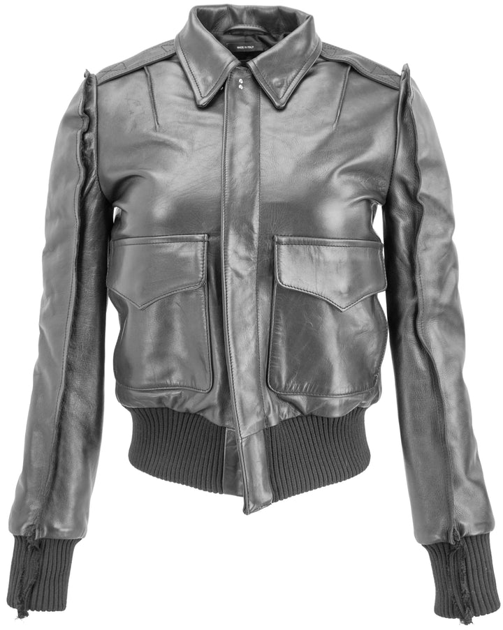 R13 Shrunken Leather Jacket in Black