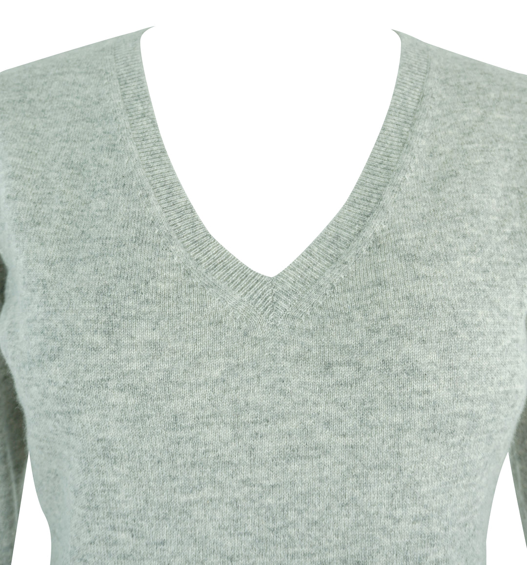 Organic by John Patrick V-Neck Sweater in Heather Grey - Discounts on Organic by John Patrick at UAL