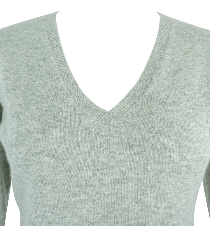 Organic by John Patrick V-Neck Sweater in Heather Grey - Discounts on Organic by John Patrick at UAL