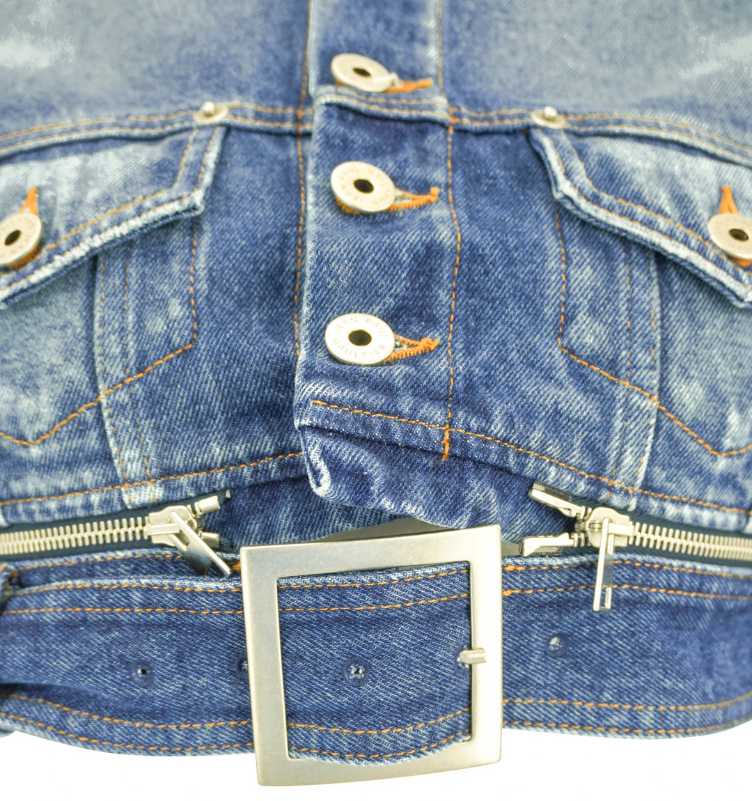 Jean Paul Gaultier The Belted Denim Jacket in Vintage Blue