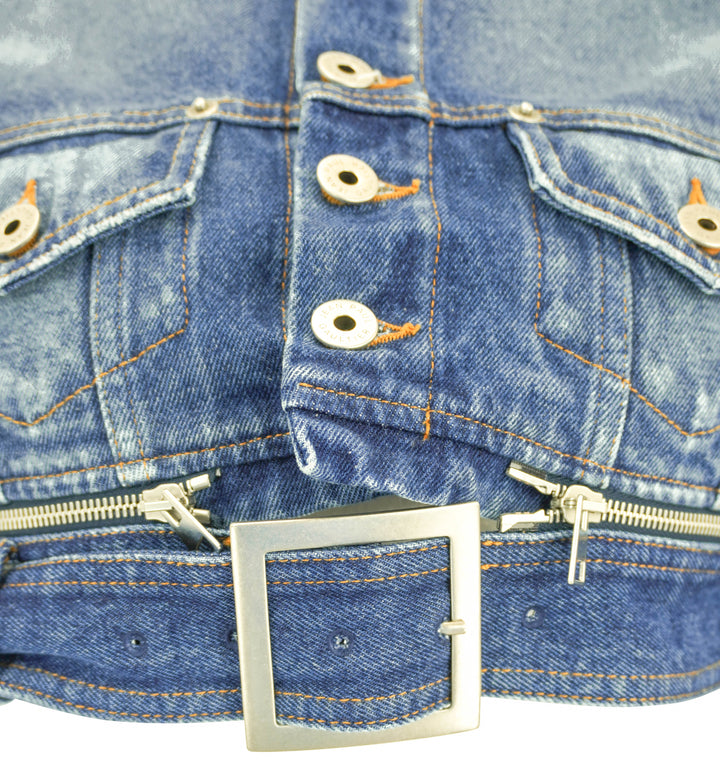 Jean Paul Gaultier The Belted Denim Jacket in Vintage Blue