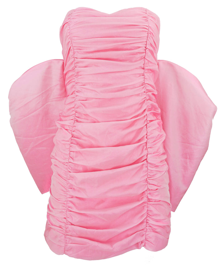 Rotate Birger Christensen Bow Detail Mini Dress in Iridescent Pink