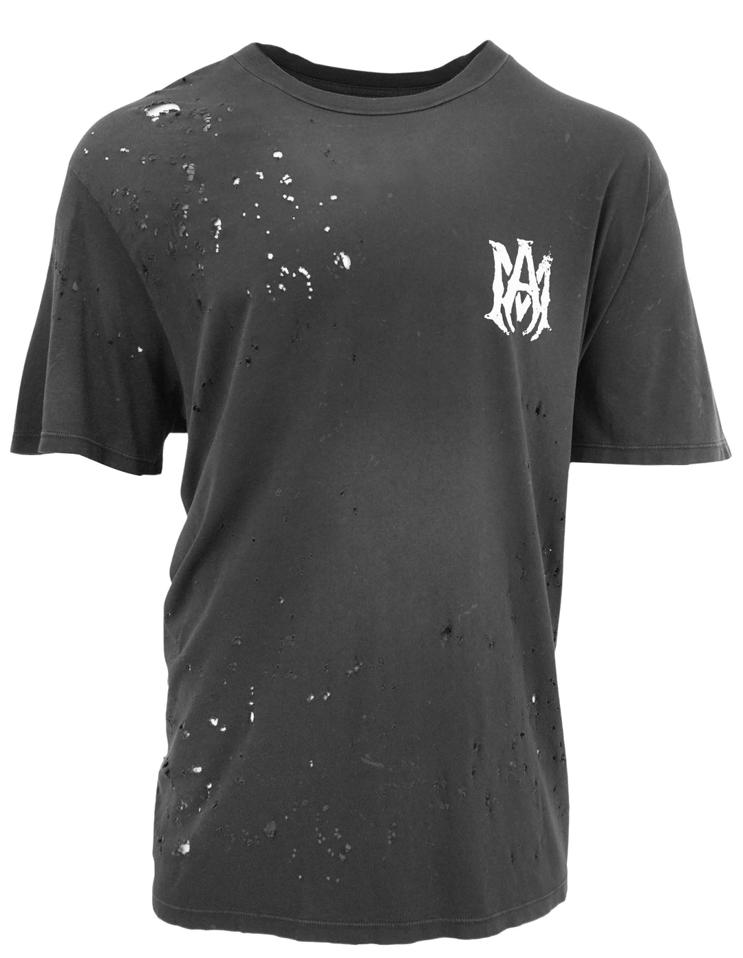Amiri Distressed Logo Tee in Black