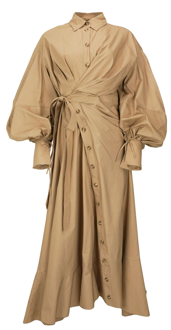 Zimmermann Rebellion Wrap Poplin Shirt Dress in Tan - Discounts on Zimmermann at UAL