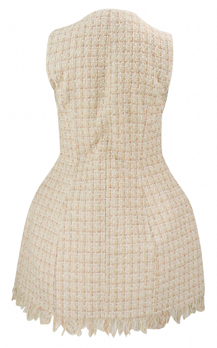 Giuseppe Di Morabito Structured Tweed Mini Dress in Beige Multi