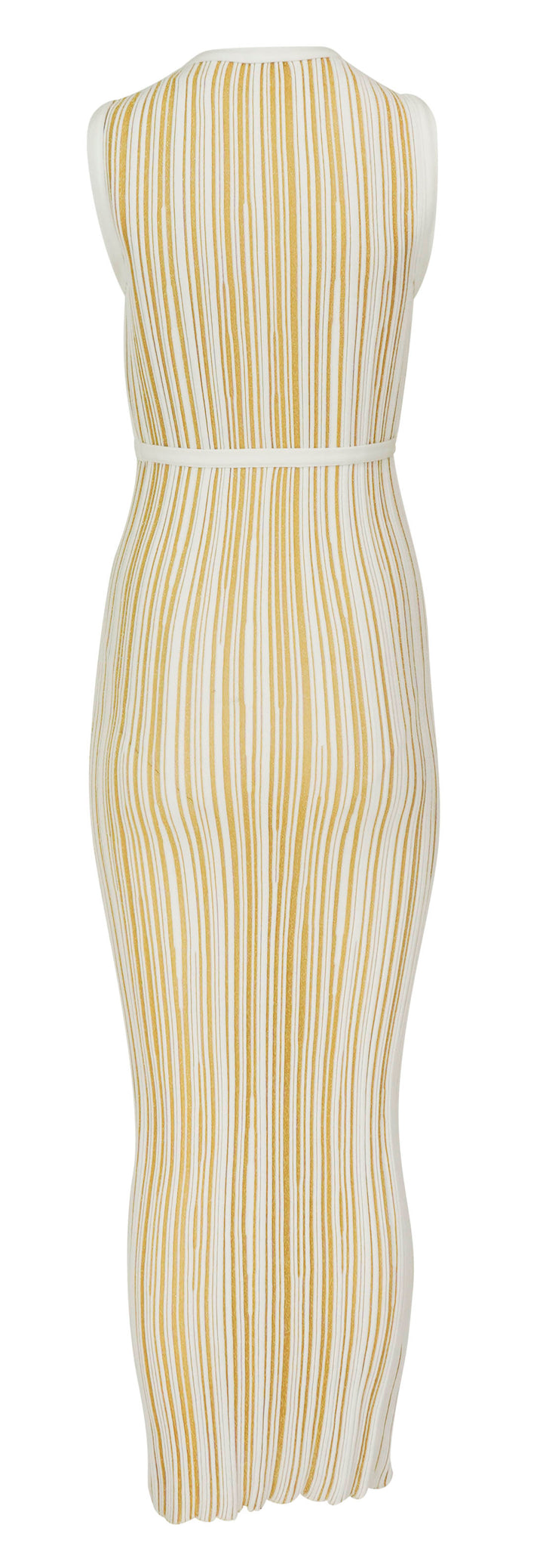 Giambattista Valli Striped Knit Maxi Dress in Gold and Off-White