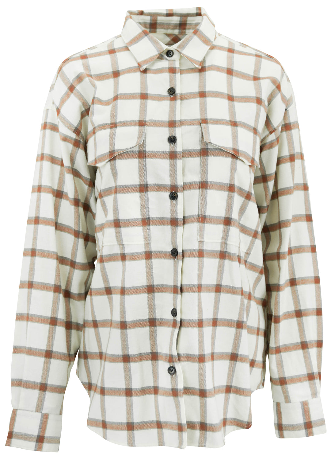 CLOSED Plaid Button-Up in Cream/Rust - Discounts on CLOSED at UAL