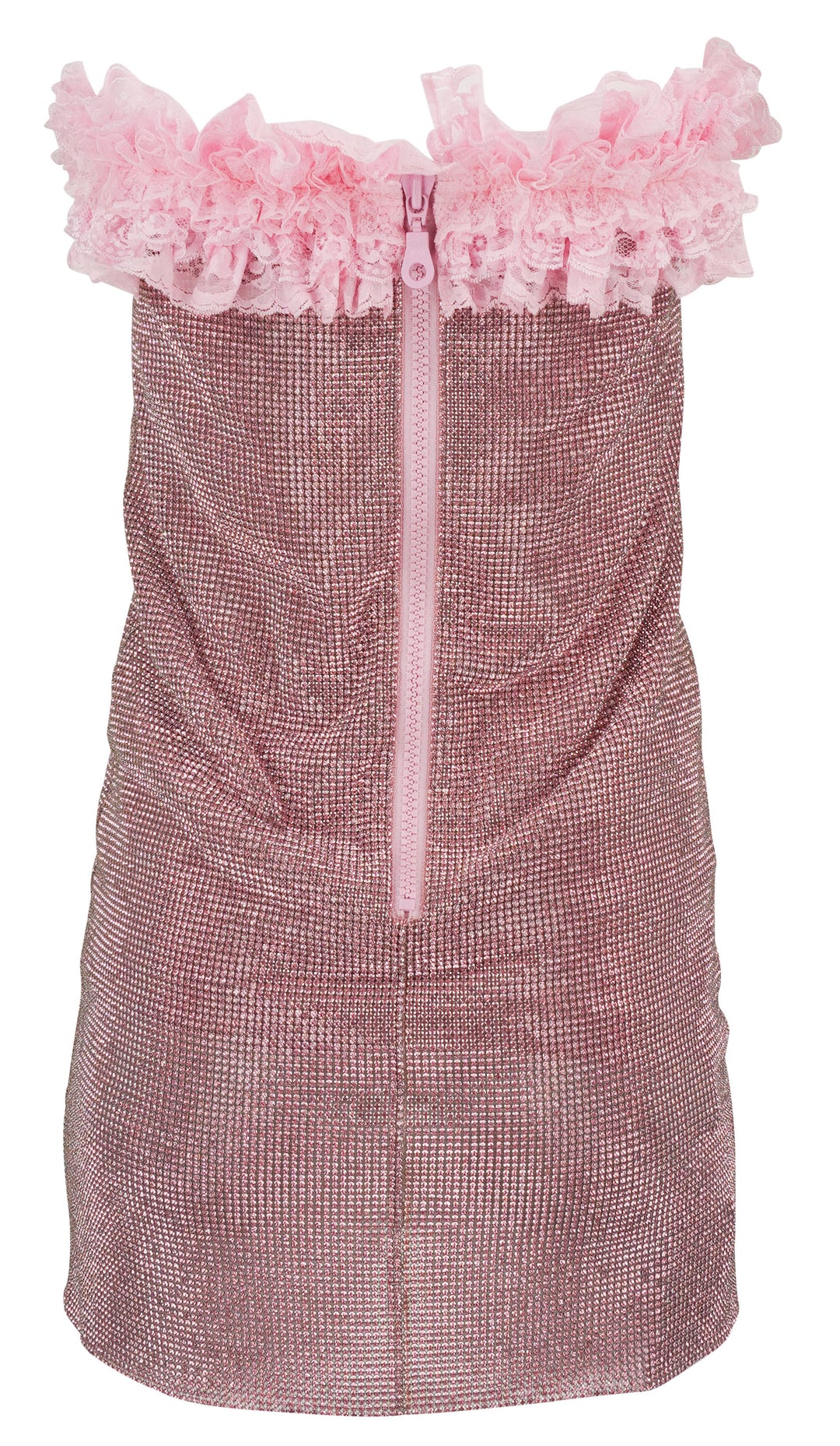 Self-Portrait Crystal Chainmail Mini Dress in Pink