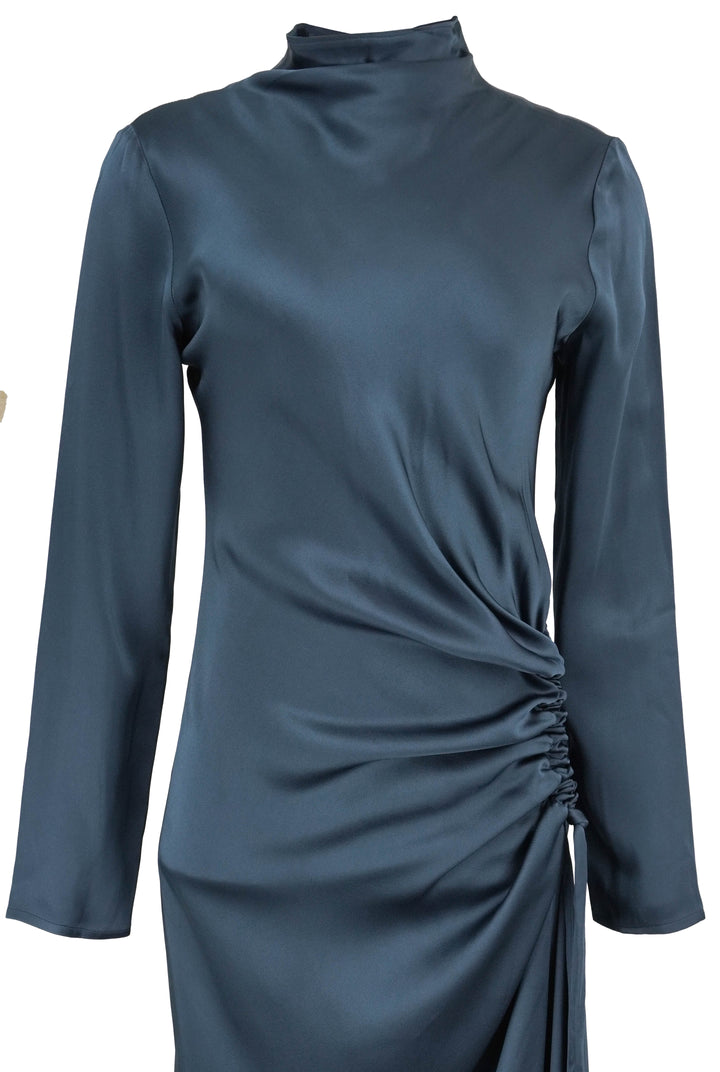 Lapointe Satin Tab Gown in Slate - Discounts on LAPOINTE at UAL