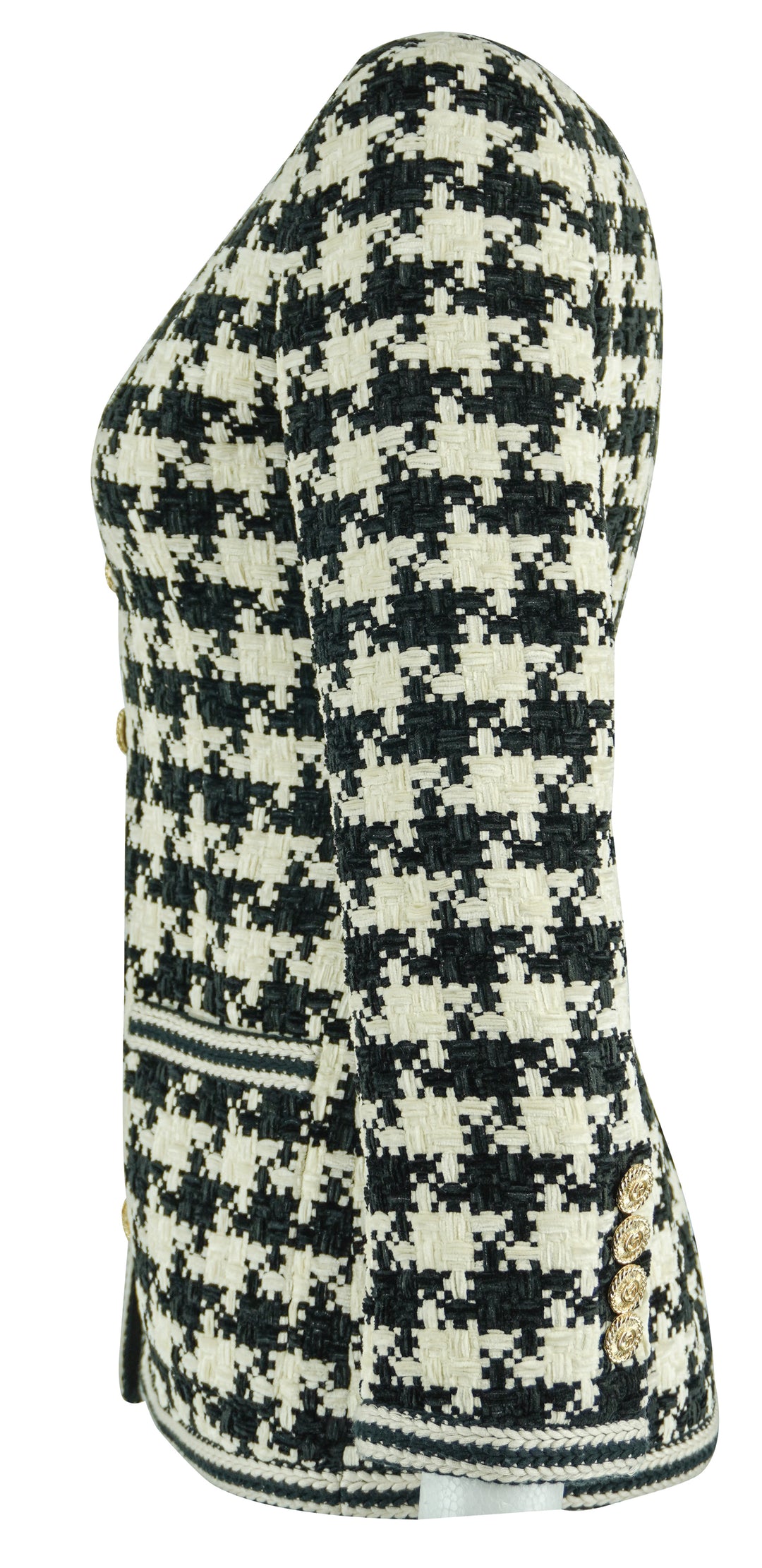Gucci Woven Houndstooth Print Jacket in Black and Cream - Discounts on Gucci at UAL