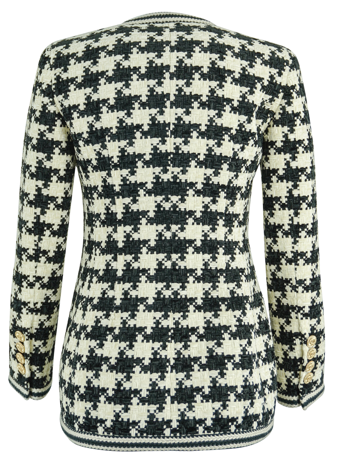 Gucci Woven Houndstooth Print Jacket in Black and Cream - Discounts on Gucci at UAL