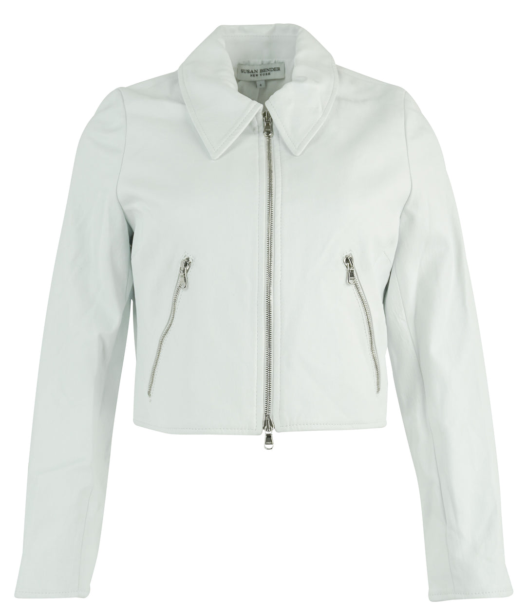 Susan Bender Leather Jacket in White - Discounts on Susan Bender at UAL