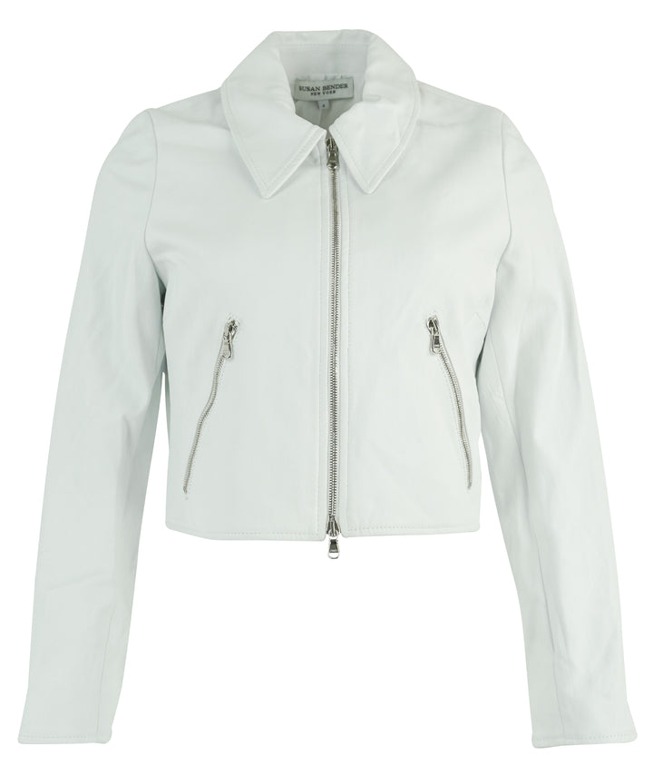 Susan Bender Leather Jacket in White - Discounts on Susan Bender at UAL