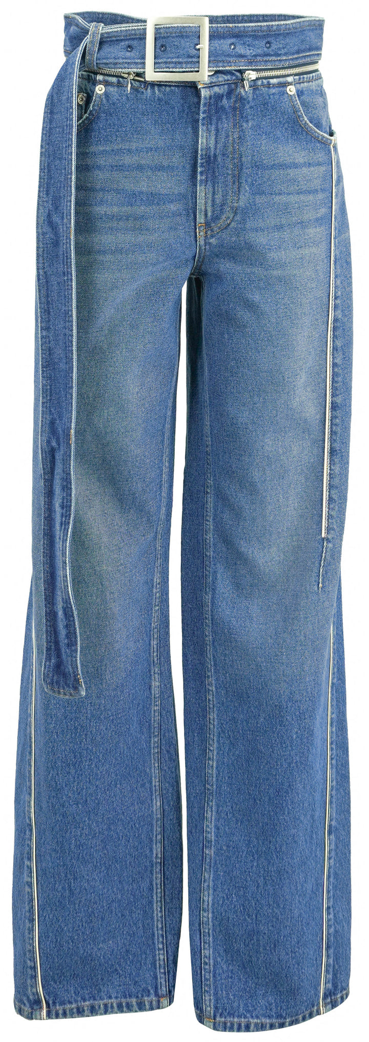 Jean Paul Gaultier The Belted Denim Jeans in Vintage Blue - Discounts on Jean Paul Gaultier at UAL