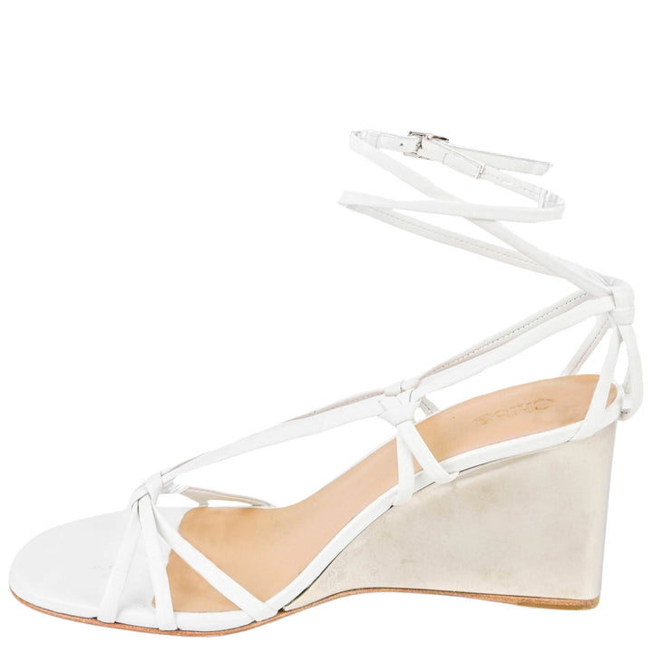 Chloé Rebecca Wedge Sandals in White/Mirror - Discounts on Chloé at UAL