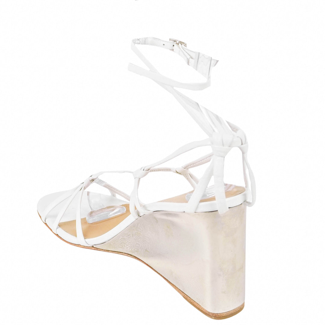 Chloé Rebecca Wedge Sandals in White/Mirror - Discounts on Chloé at UAL