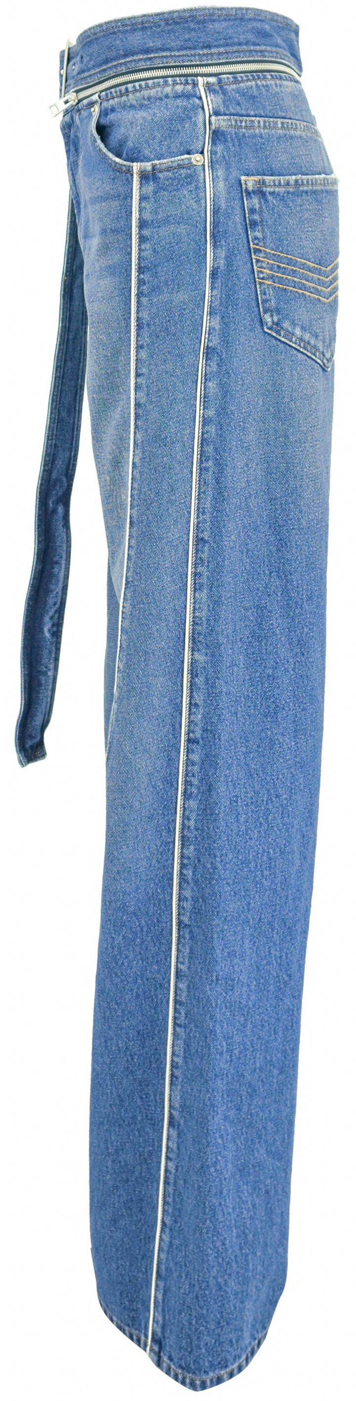 Jean Paul Gaultier The Belted Denim Jeans in Vintage Blue - Discounts on Jean Paul Gaultier at UAL