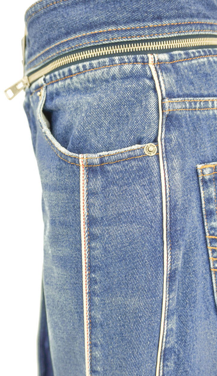 Jean Paul Gaultier The Belted Denim Jeans in Vintage Blue - Discounts on Jean Paul Gaultier at UAL