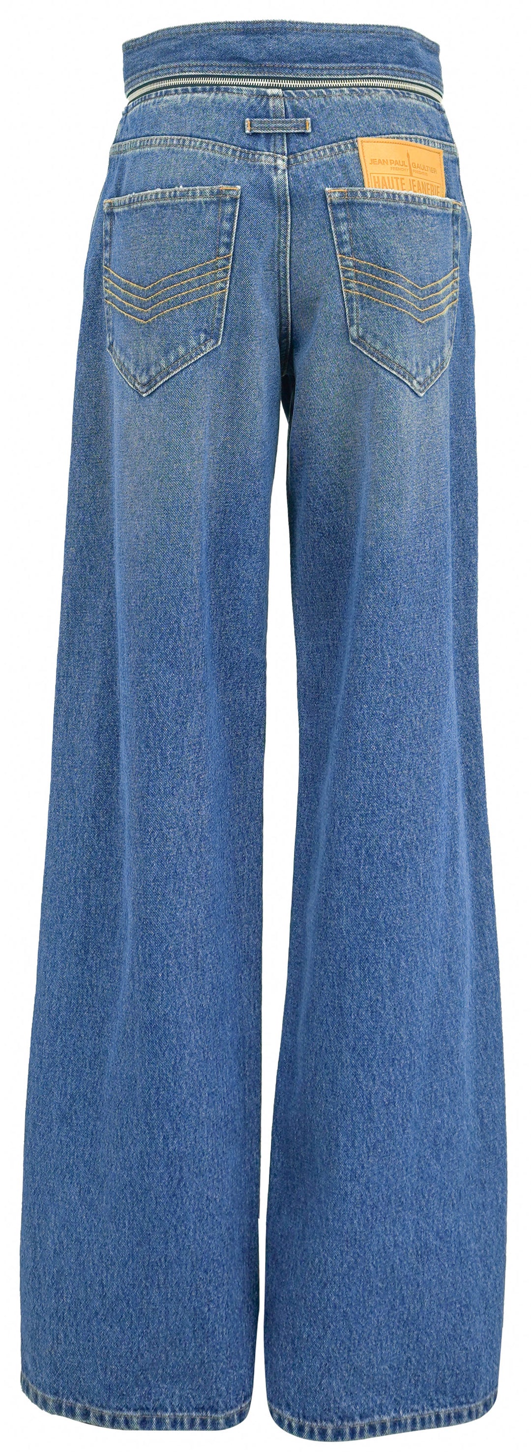 Jean Paul Gaultier The Belted Denim Jeans in Vintage Blue - Discounts on Jean Paul Gaultier at UAL
