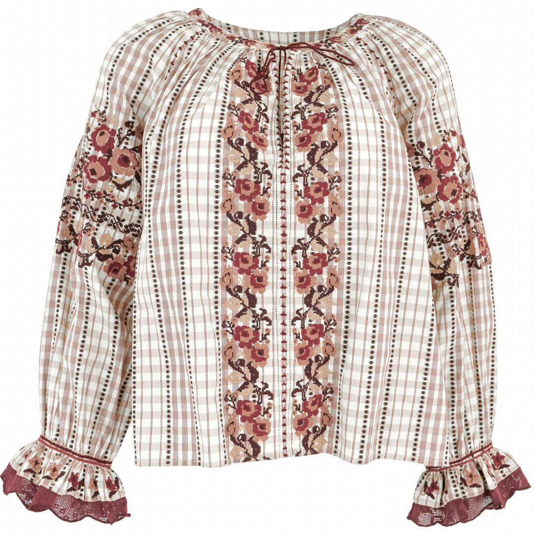 Ulla Johnson Emi Blouse in Madras - Discounts on Ulla Johnson at UAL