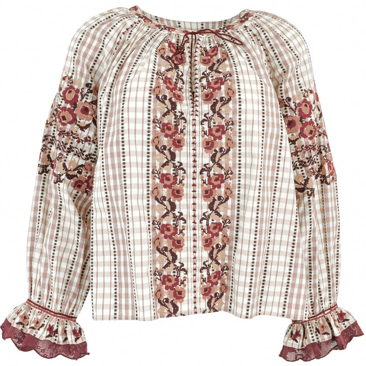 Ulla Johnson Emi Blouse in Madras - Discounts on Ulla Johnson at UAL