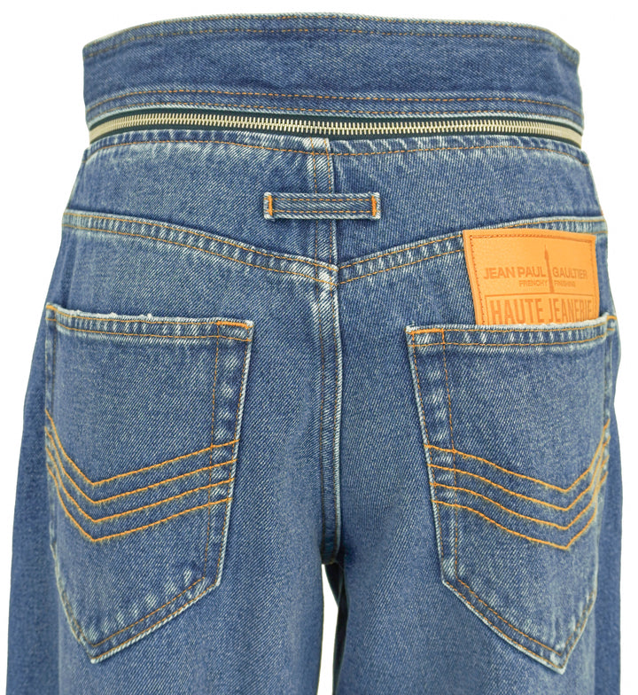 Jean Paul Gaultier The Belted Denim Jeans in Vintage Blue - Discounts on Jean Paul Gaultier at UAL