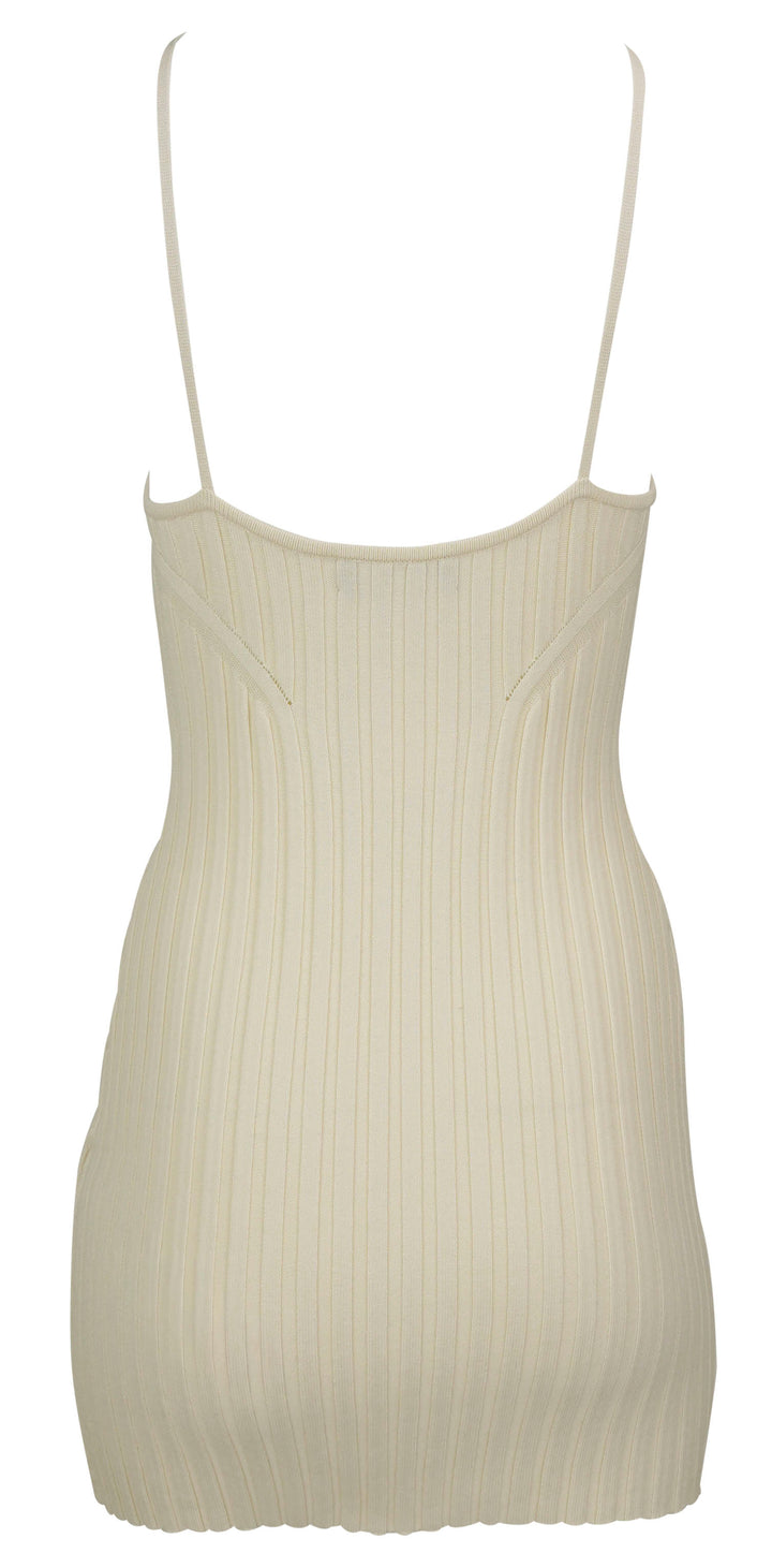 Jacob Lee Ribbed Mini Dress in Cream - Discounts on Jacob Lee at UAL