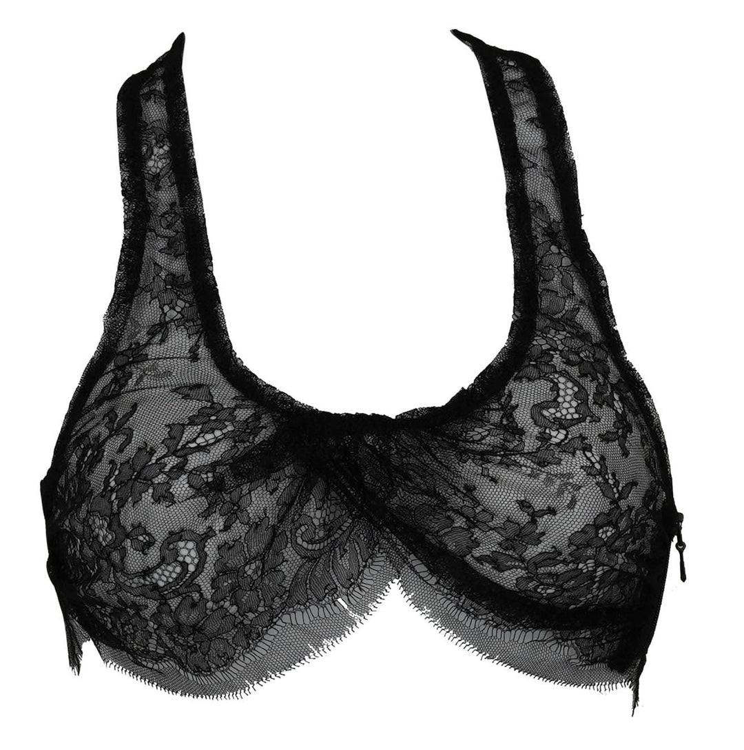 Burc Akyol Lace Crop Top in Black - Discounts on Burc Akyol at UAL