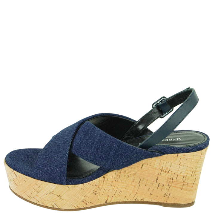 Marion Parke Maren Wedge in Navy Denim - Discounts on Marion Parke at UAL