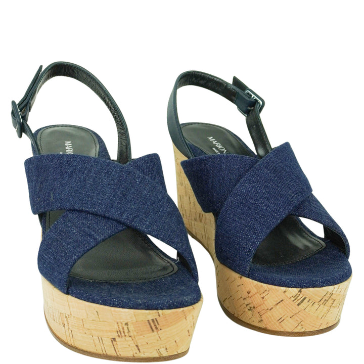 Marion Parke Maren Wedge in Navy Denim - Discounts on Marion Parke at UAL