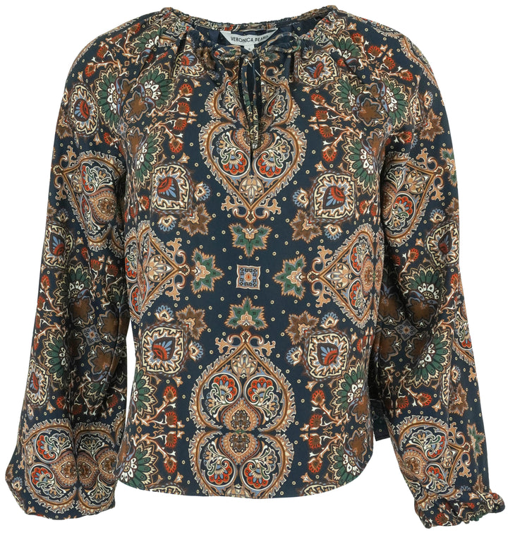 Veronica Beard Solay Top in Navy Multi - Discounts on Veronica Beard at UAL