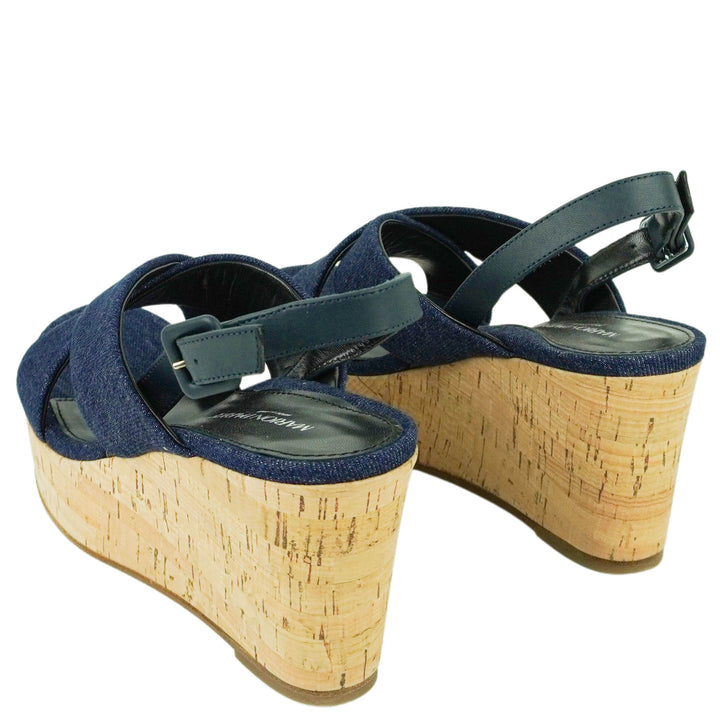 Marion Parke Maren Wedge in Navy Denim - Discounts on Marion Parke at UAL