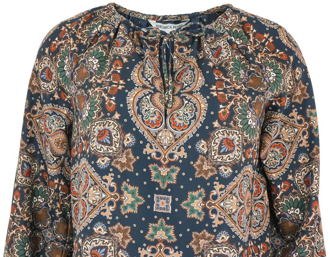 Veronica Beard Solay Top in Navy Multi - Discounts on Veronica Beard at UAL