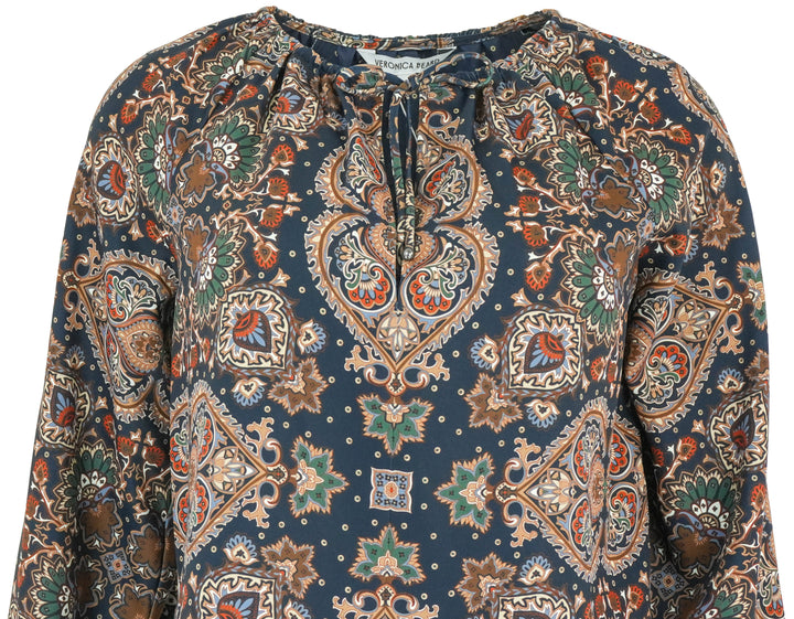 Veronica Beard Solay Top in Navy Multi - Discounts on Veronica Beard at UAL