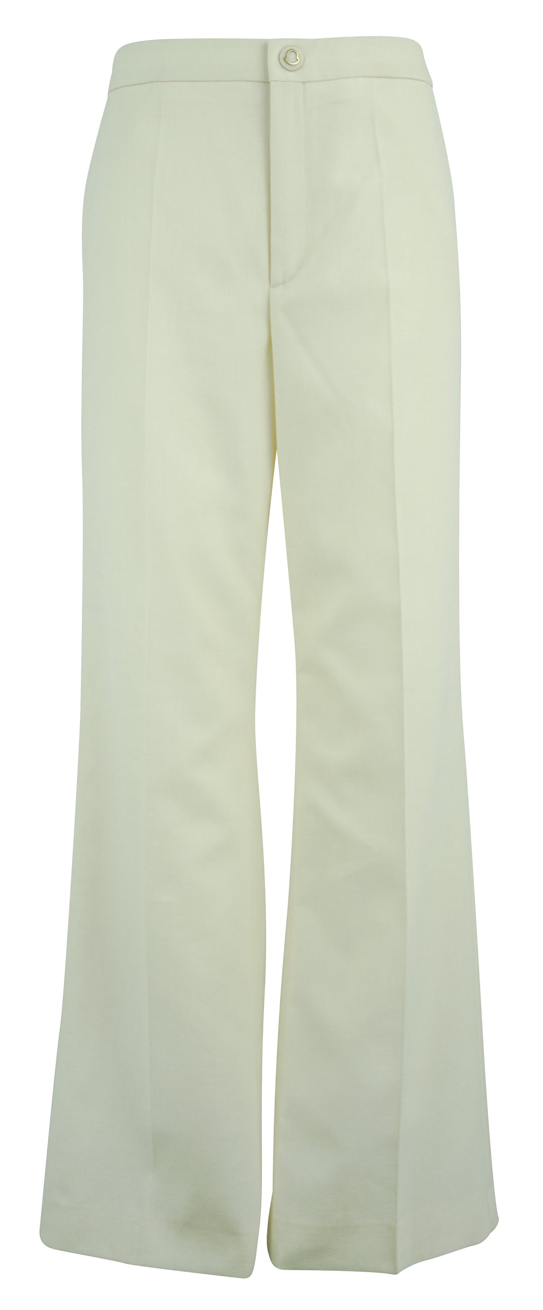 Moncler Wool Blend Trousers in Cream - Discounts on Moncler at UAL