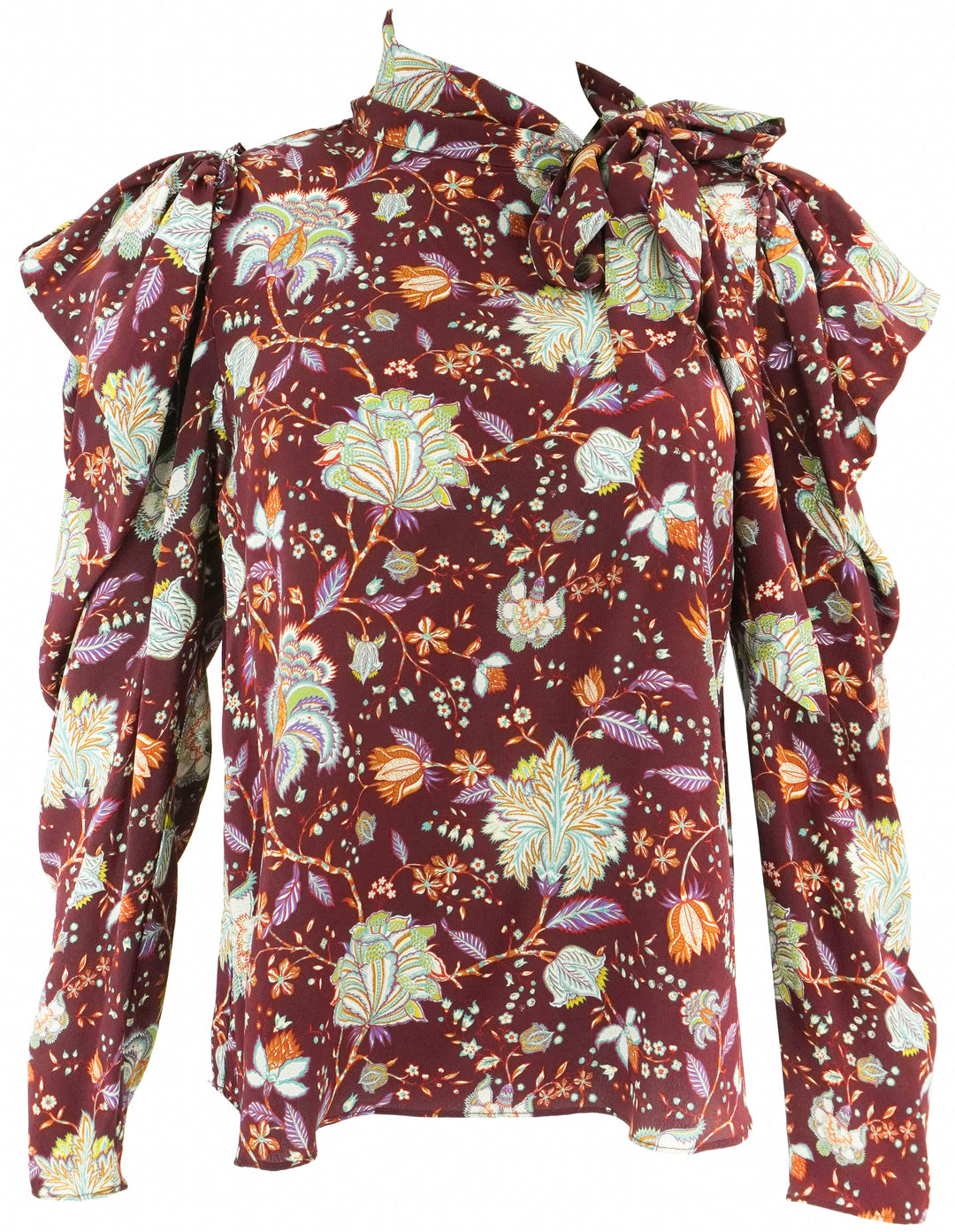 Ulla Johnson Floral Silk Blouse in Rust - Discounts on Ulla Johnson at UAL