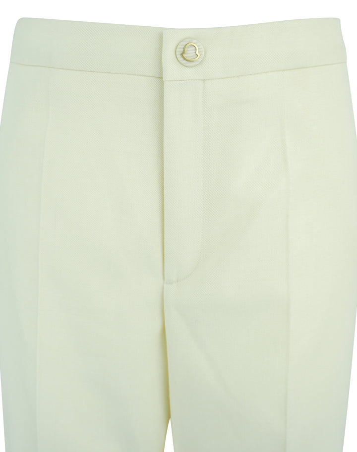 Moncler Wool Blend Trousers in Cream - Discounts on Moncler at UAL