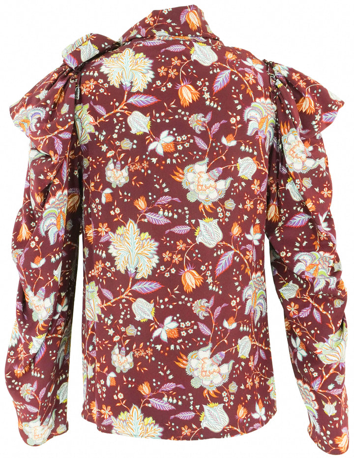 Ulla Johnson Floral Silk Blouse in Rust - Discounts on Ulla Johnson at UAL