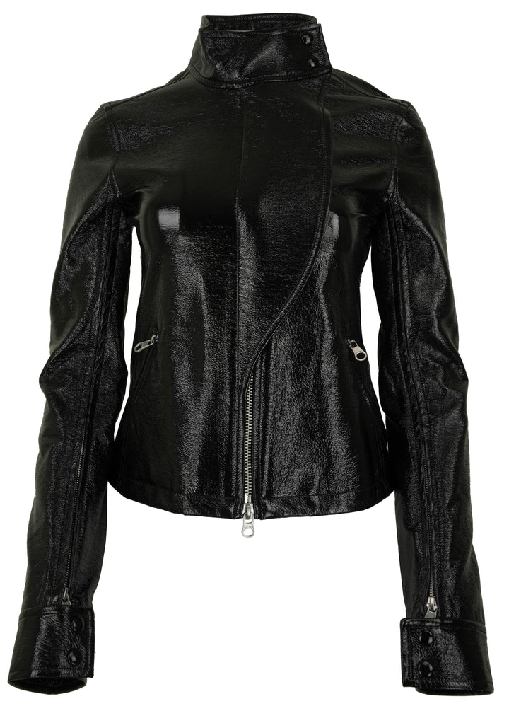 Courrèges Motorcycle Vinyl Jacket in Black - Discounts on Courrèges at UAL