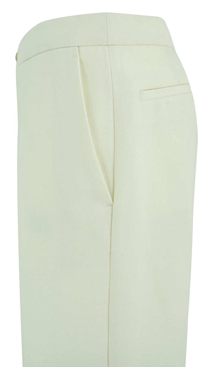 Moncler Wool Blend Trousers in Cream - Discounts on Moncler at UAL