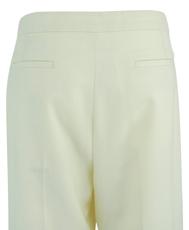 Moncler Wool Blend Trousers in Cream - Discounts on Moncler at UAL
