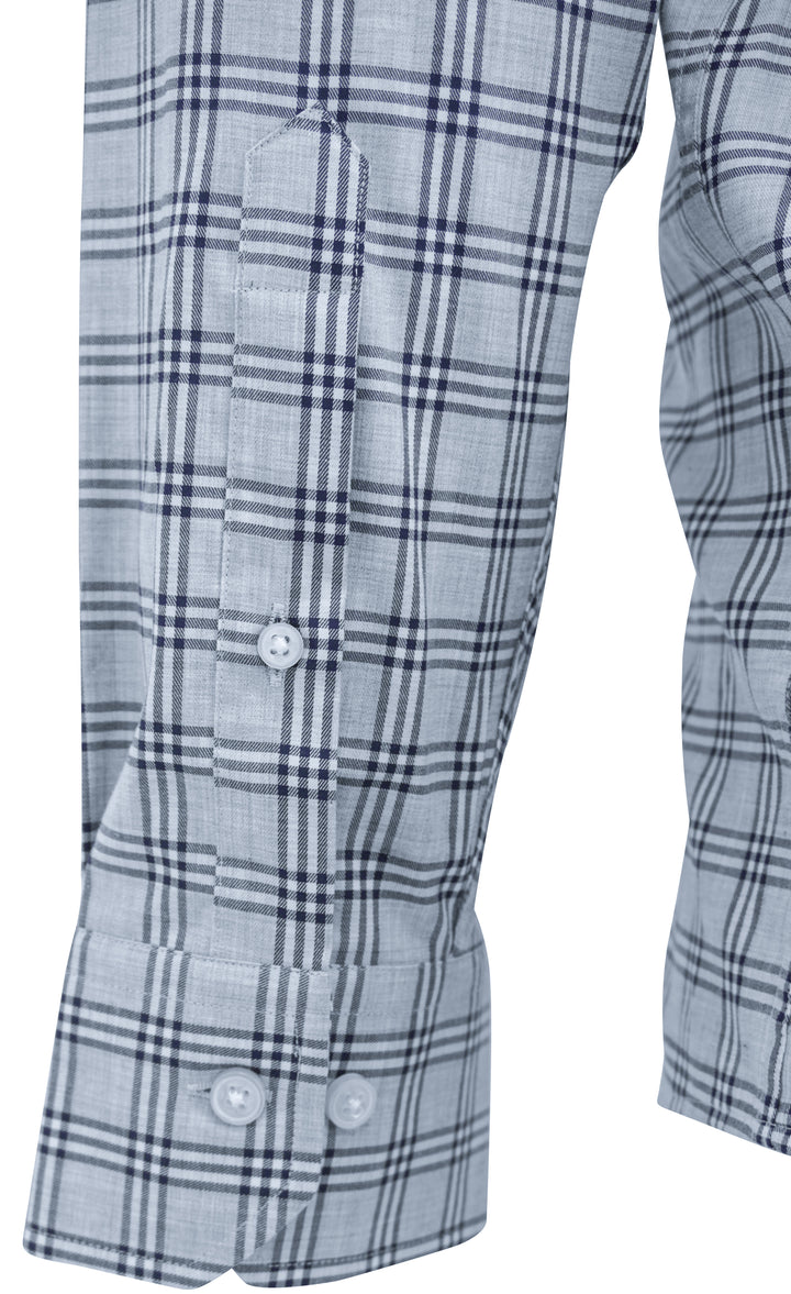 Scott Barber Grid Print Button Down Shirt in Grey and Navy - Discounts on Scott Barber at UAL