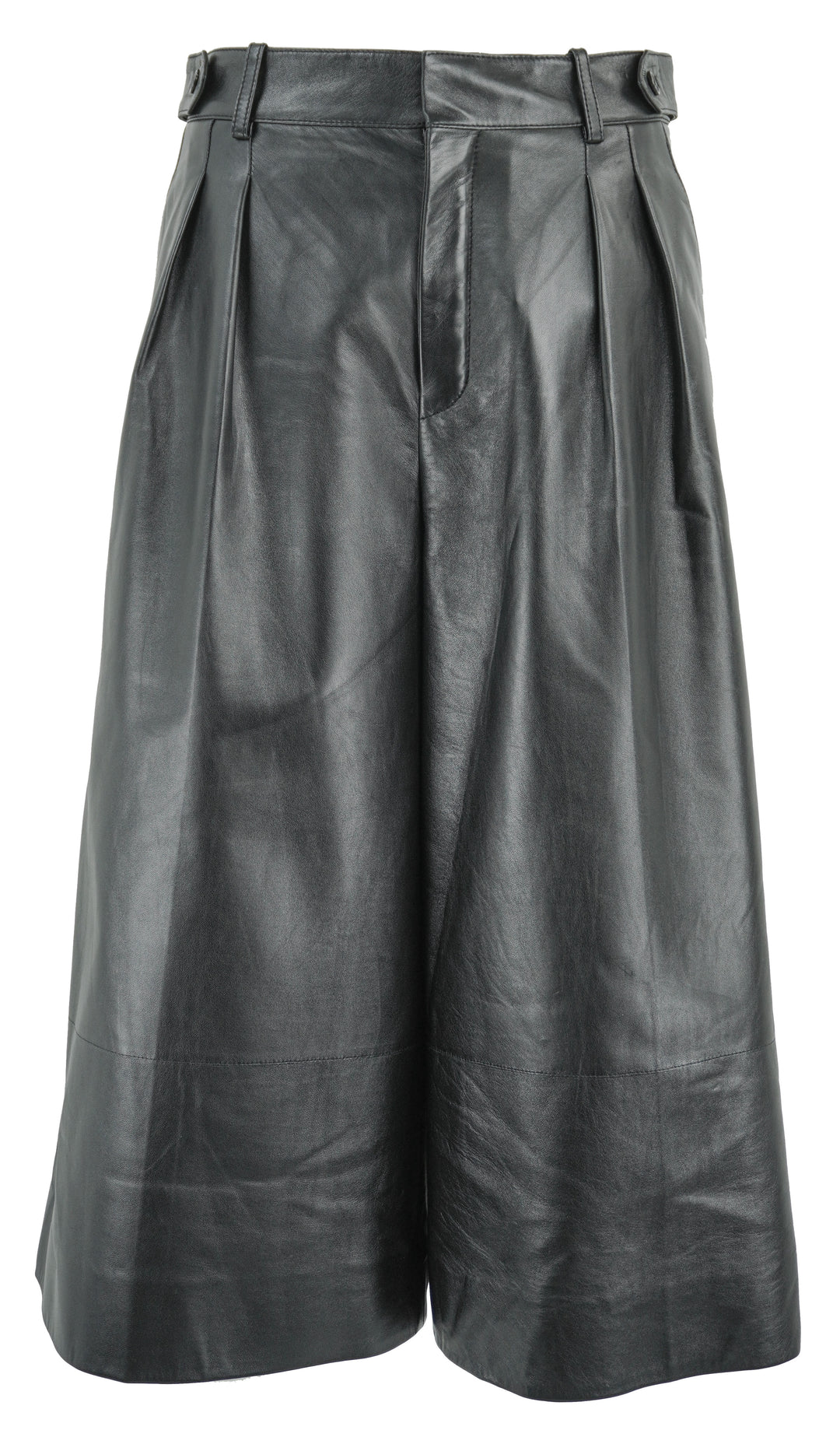 Saint Laurent Leather Culottes in Black - Discounts on Saint Laurent at UAL