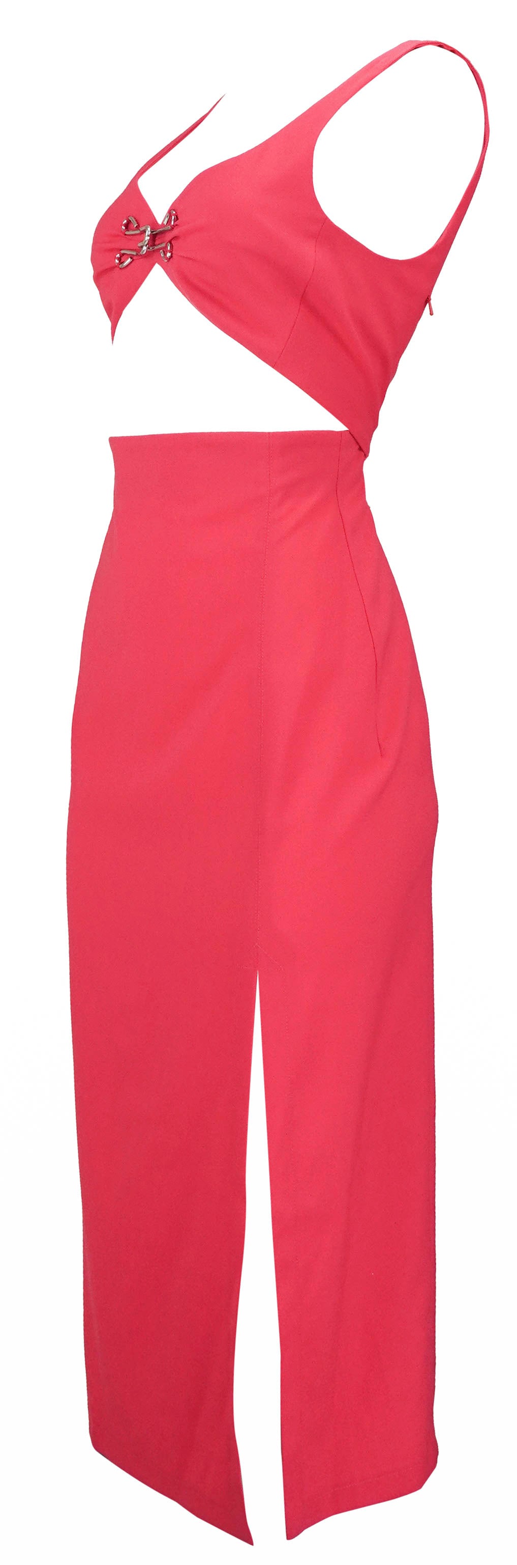 Moschino Jeans Cut-out Midi Dress in Hot Pink - Discounts on Moschino Jeans at UAL